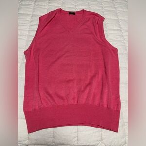 TOM JAMES Luxury Silk Cotton V Beck Sweater Vest SALMON - Large
